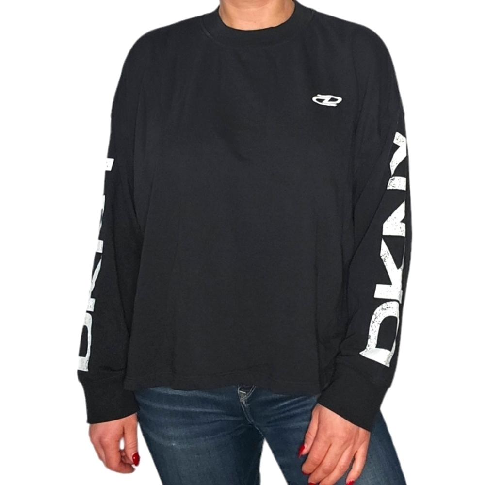 DKNY Sport Pullover Sweater Printed Black Size 1X Large